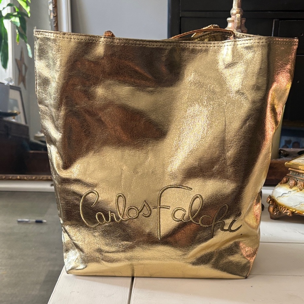 Carlos Falchi Metallic Gold Tote